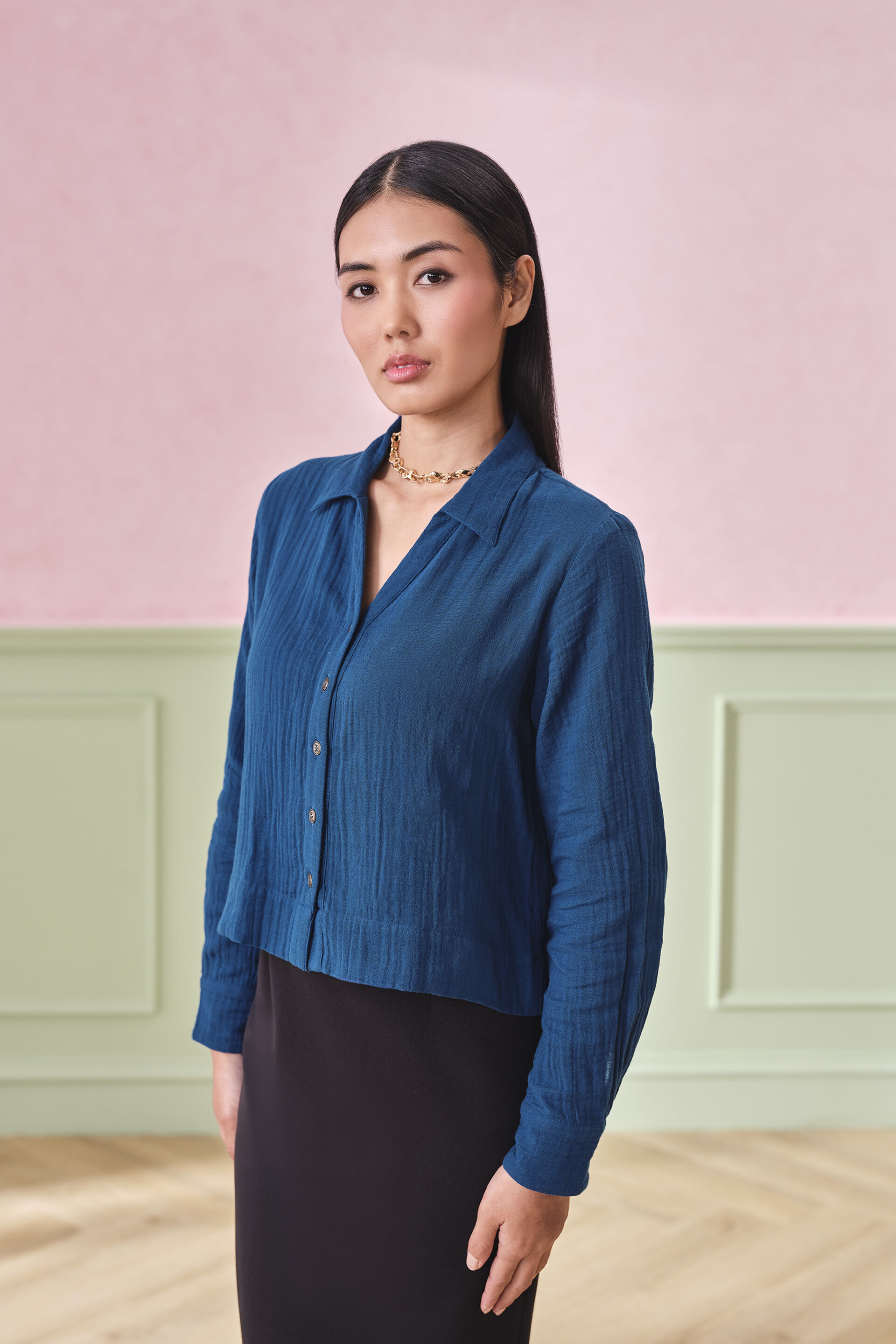 Caribbean Wave Cotton Top, Teal, image 3